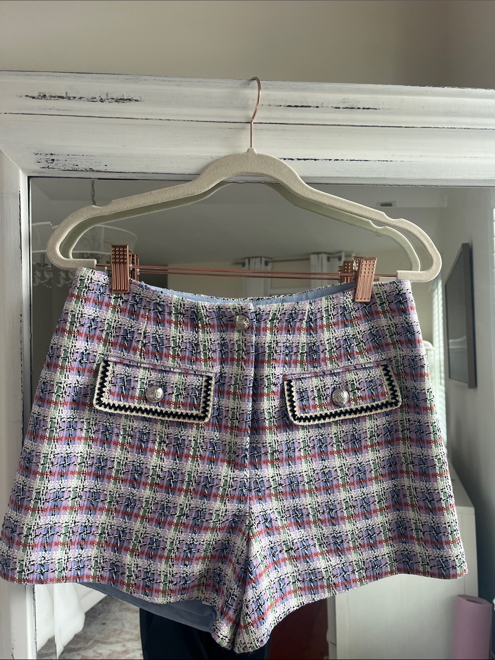 House of Harlow 1960 Pastel Multicolor Tweed High-Waist Shorts